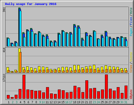 Daily usage for January 2016