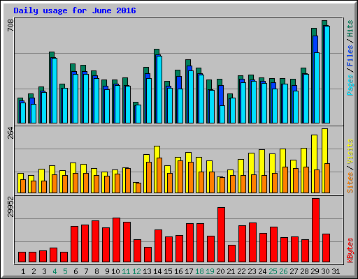 Daily usage for June 2016