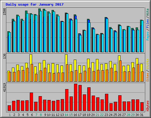 Daily usage for January 2017