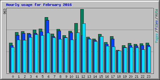 Hourly usage for February 2016